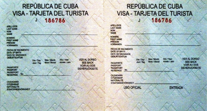 Ordinare carta turistica Cuba tramite fattura